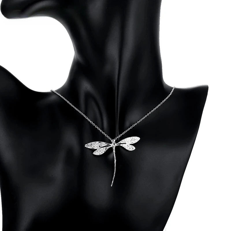 Hot Charms 925 sterling Silver pretty Dragonfly Pendants Necklaces For Women wedding party Fashion Jewelry Valentine's Day Gifts