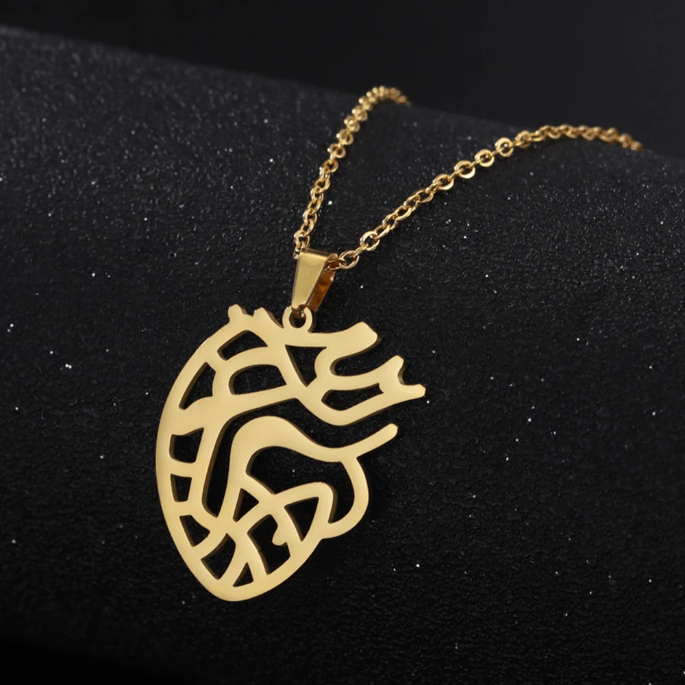 Anatomical Heart Pendant Necklace for Doctors — Stainless Steel