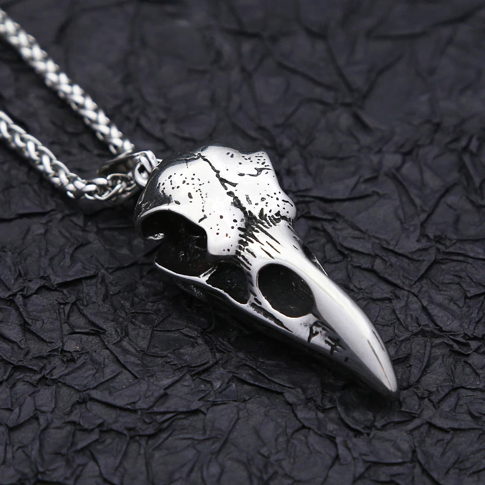 Crow Skull Pendant Necklace — Stainless Steel
