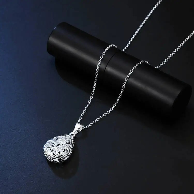 Pretty 925 Sterling silver Hollow water drop pendant necklaces for women fashion party wedding got engaged jewelry Couple gifts