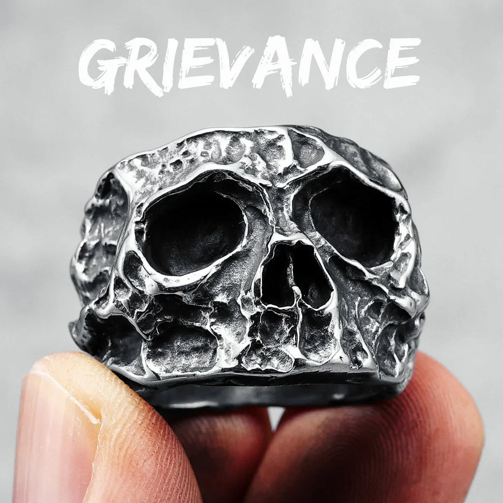 Broken Skull Cranium Ring — Stainless Steel