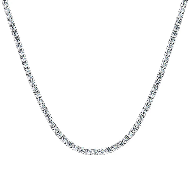 KNOBSPIN Full Moissanite Tennis Necklace with Pendant 925 Sterling Sliver Plated 18k Chain for Man Sparkling HipHop Party Jewely