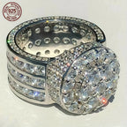 Luxury 925 Sterling Silver Rings For Men Hip Hop Iced Out Zircon Pinky Ring Male Punk Business Jewelry Gift