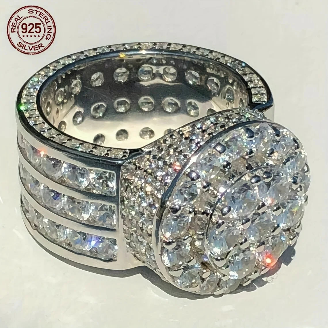 Luxury 925 Sterling Silver Rings For Men Hip Hop Iced Out Zircon Pinky Ring Male Punk Business Jewelry Gift