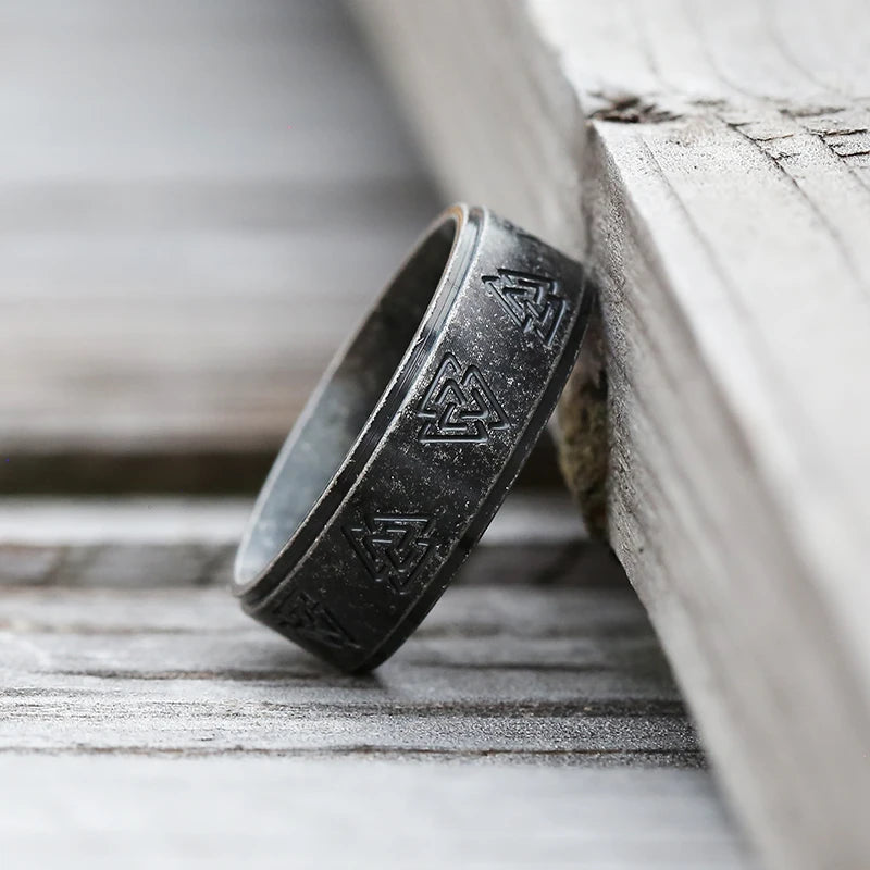 Viking Nordic Rune Band Ring for Men — Stainless Steel