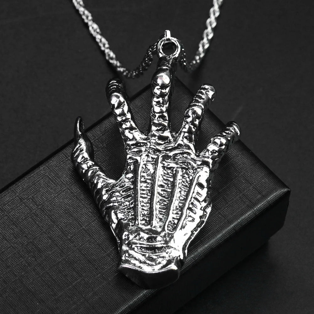 Monster Claw Palm Bones Pendant Necklace — 3D Sweater Chain