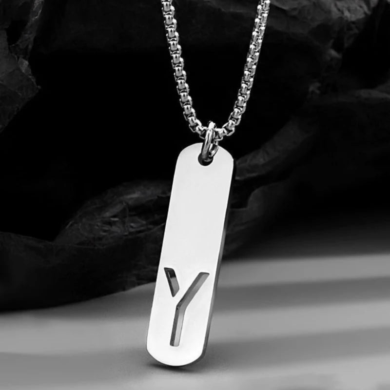 Steel Pendant Letter Rectangle Tags Initial