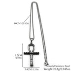 Eye of Ra Ankh Cross Silver Pendant Necklace