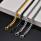 Vintage Punk Chain Necklace for Men Women,3/5/7mm Stainless Steel Cuban Chain Collars,Classic Metal Jewelry Gift for Him
