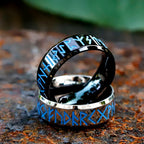 Viking Blue Rune Amulet Ring — Stainless Steel