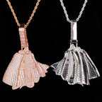 Aokaishen Iced Out Holleween Number 4 Necklace Pendant for Men 5A Cubic Zirconia Gold Plated Hip Hop Jewelry