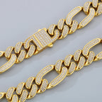 Hip-Hop Jewelry CZ Cuban Chain Man Bracelet Necklace Set Luxury Gold Color 60CM Long Stainless Steel Men's Necklace &