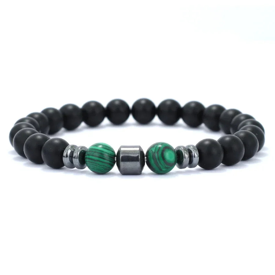 Premium Natural Volcanic Stone Beaded Bracelet Handmade Tiger Eyes Howlite Onyx Beads Braclet Meditation Healing Leisure Joias