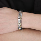 Casting Stainless Steel Man Bracelet Two Tone 12MM Link Chain Men's Bracelets Bangles With CZ Wrist Jewelry Boys