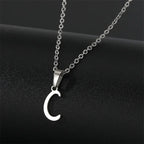 Vintage Initial Letter Pendant Necklace for Women Simple Stainless Steel Letter Glossy Clavicle Chain Choker Necklaces Jewelry