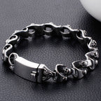 Punk Rock Man Bracelet Stainless Steel Wide Skull Head Link Chain Bracelets for Men Gothic Men's Bikers' Jewelry
