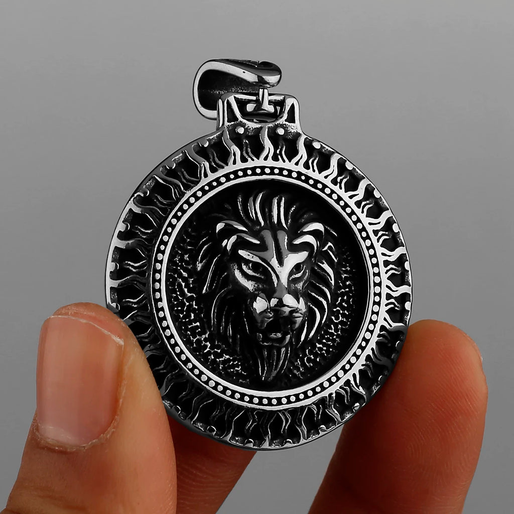 Slavic Sun Lion Amulet Pendant — Stainless Steel