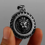 Slavic Sun Lion Amulet Pendant — Stainless Steel