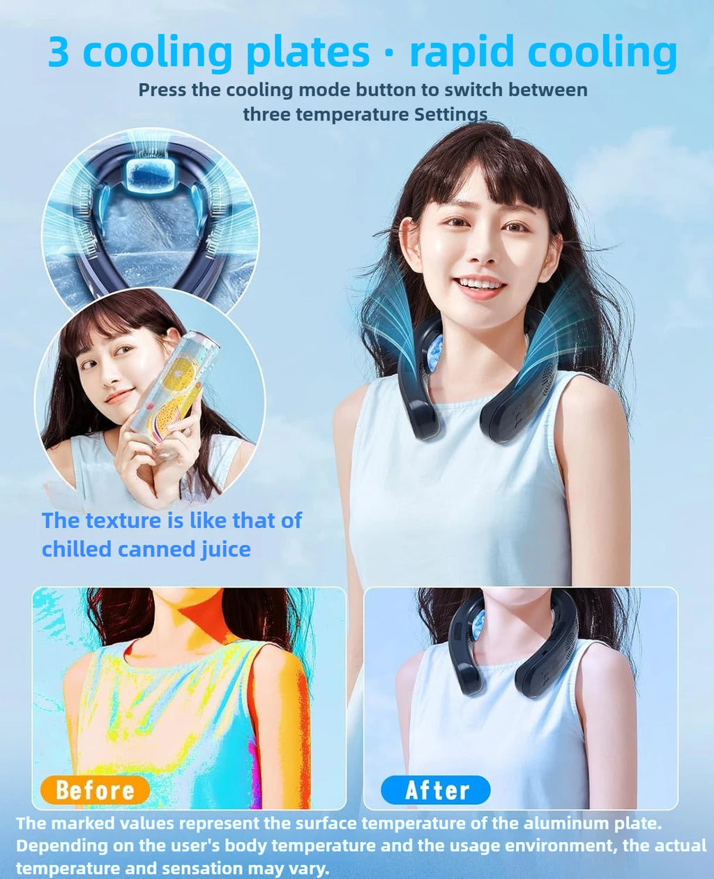 2026 New Upgrade Semiconductor Refrigeration Neck Fan Intelligent Digital Display Cold And Hot Dual-purpose Bladeless