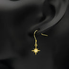 Star Two-Tone Earrings Sterling Zircons Octagram