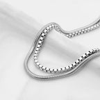 Silver Box Chain Bracelet Set — Stainless Steel