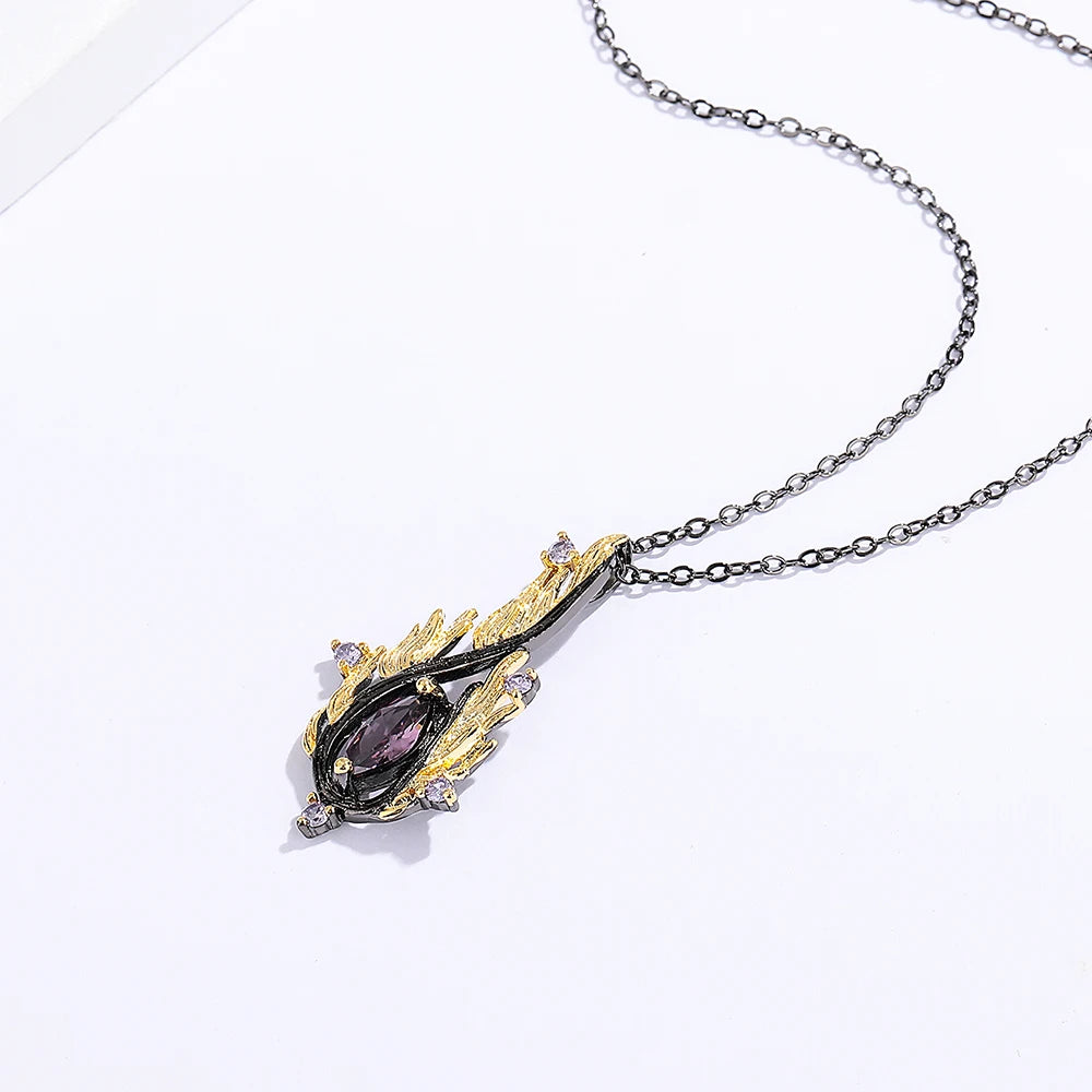 Iced Out Feather Gold Pendant Necklace