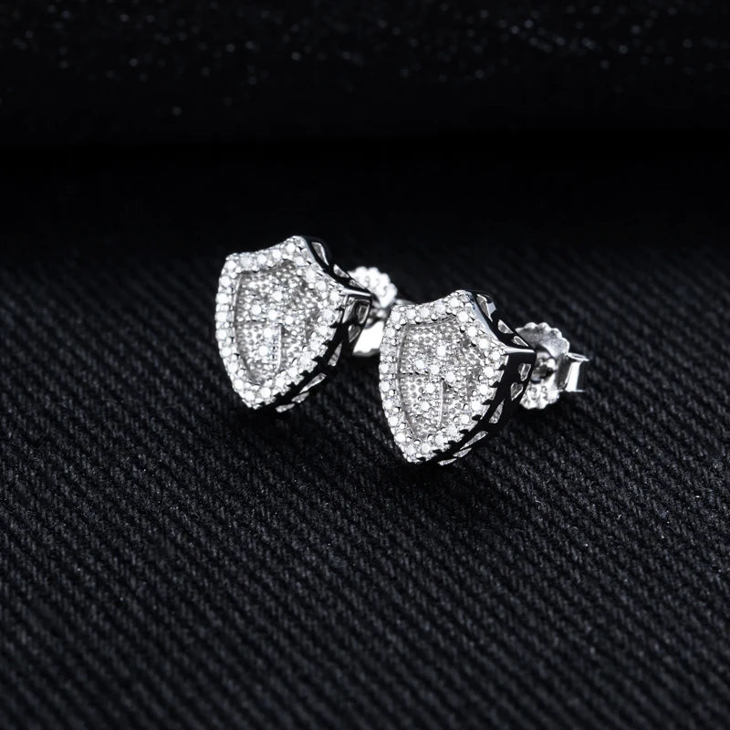 Iced Out Cross Stud Earrings — 925 Silver