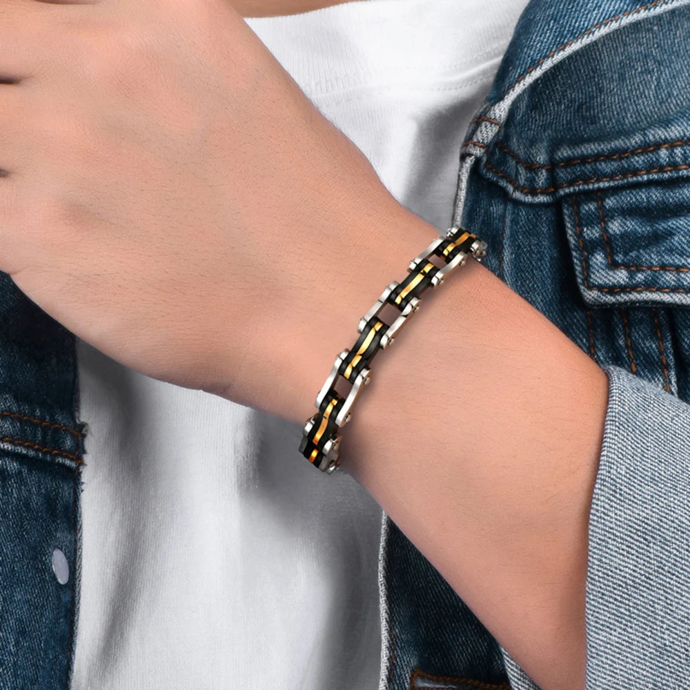 Punk Men's Biker Bracelet Motorcycle Style Chain 316l Stainless Steel Bracelets for Man Jewelry Accessory Birthday