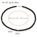 Obsidian Tiger Eye Minimalist Choker Necklace — Black-Tone, 6mm