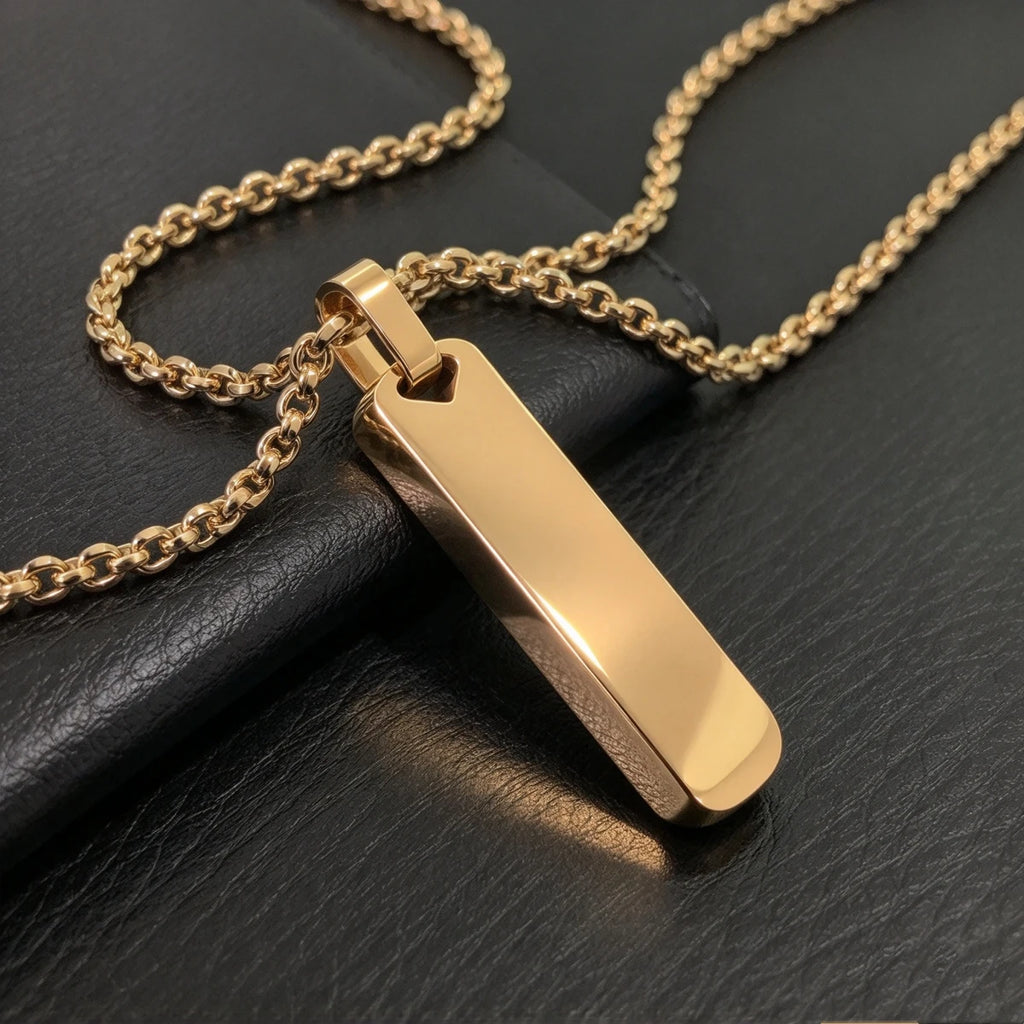 Minimalist Vertical Rectangle Bar Necklace — 316L Stainless Steel