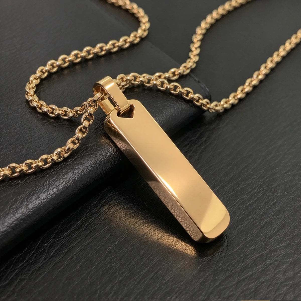 Minimalist Vertical Rectangle Bar Necklace — 316L Stainless Steel