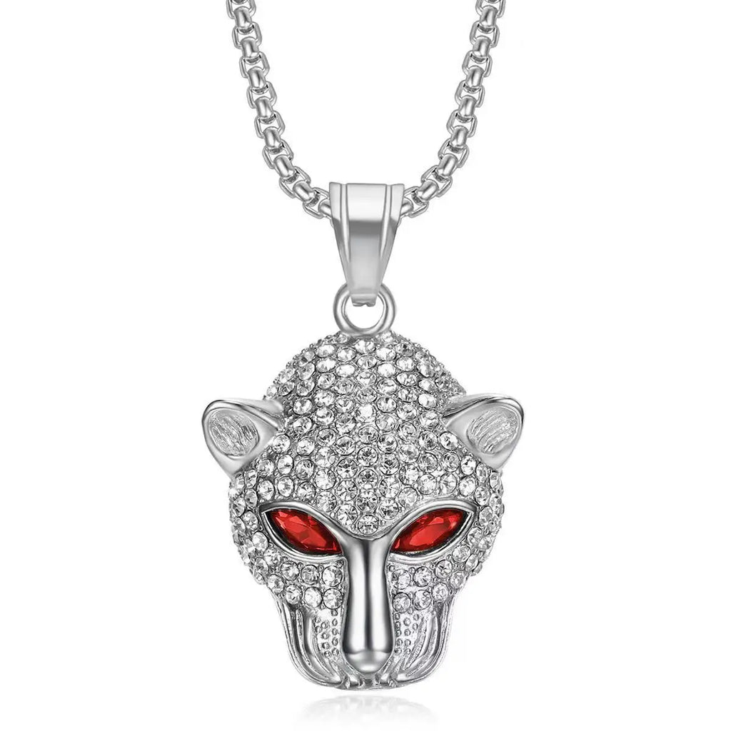 Vintage Leopard Head Pendant Necklace — Stainless Steel