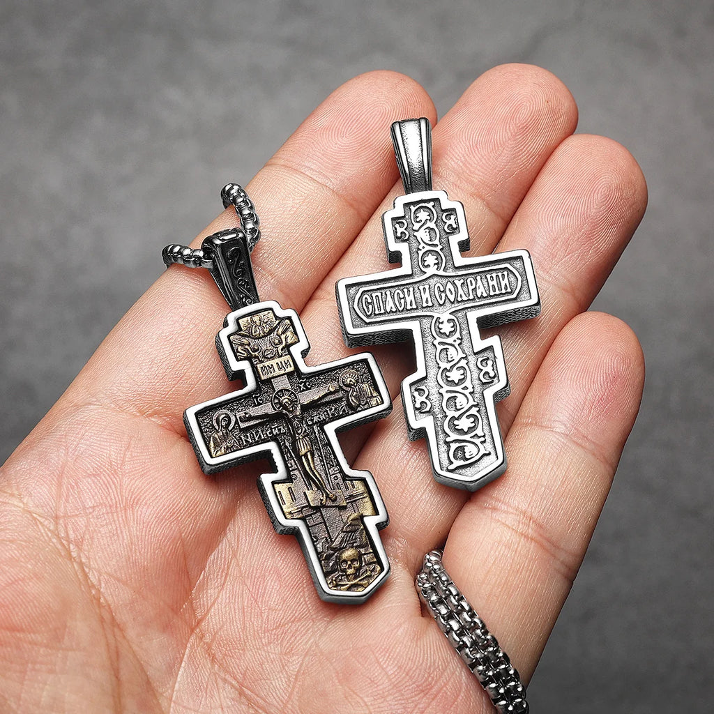 Jesus Cross Pendant Necklace — Stainless Steel