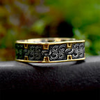 Viking Steel Ring Vintage Square Embossed Pattern