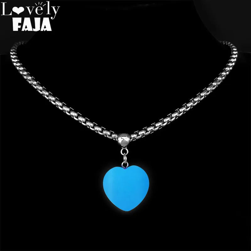 Luminous Heart Glow Dark Pendant — SS