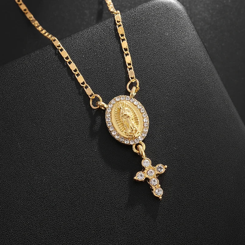 Stainless Steel Christian Virgin Mary Pendant Our Lady of Guadalupe Necklace Women's Religious Lucky Amulet Jewelry Gift