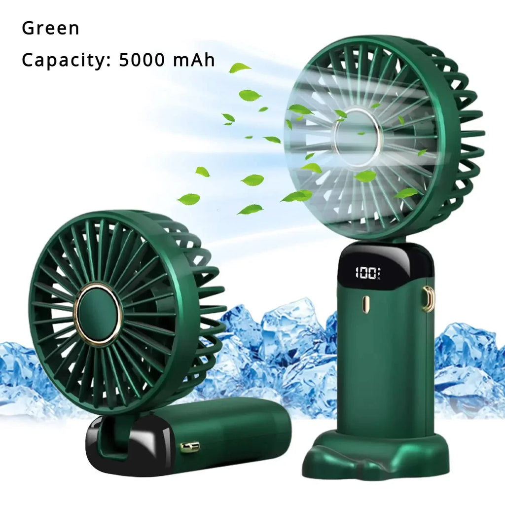 5000mAh Portable Fan Rechargeable 90° Foldable 5 Speed Mini Air Conditioner Small Fan Air Cooler with LED Digital