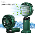 5000mAh Portable Fan Rechargeable 90° Foldable 5 Speed Mini Air Conditioner Small Fan Air Cooler with LED Digital