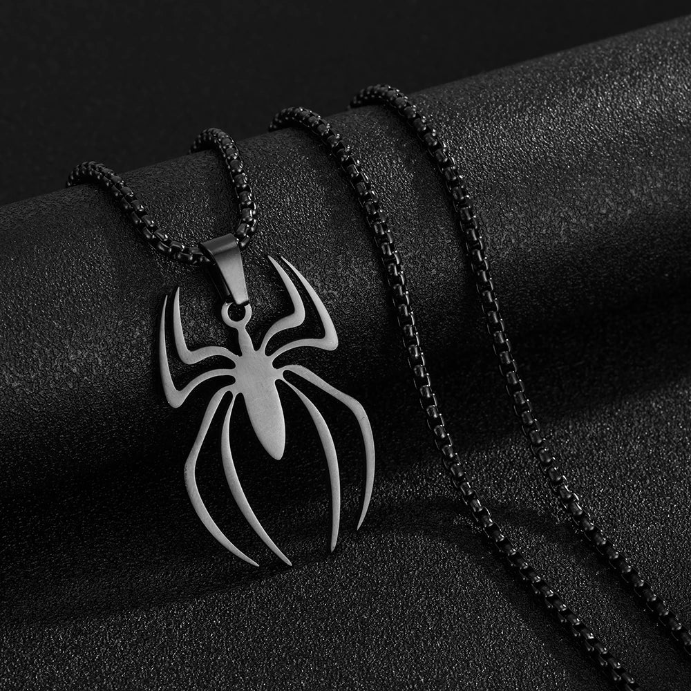 Gothic Accessories Spider Pendant Halloween Horror Spider Necklace Stainless Steel Material Vacuum Plated Non Fading