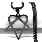 Hip Hop Rock Music Him Heartagram Star Heart Necklace for Women Men Stainless Steel Y2k Black Metal Band Goth Punk Chain Jewelry