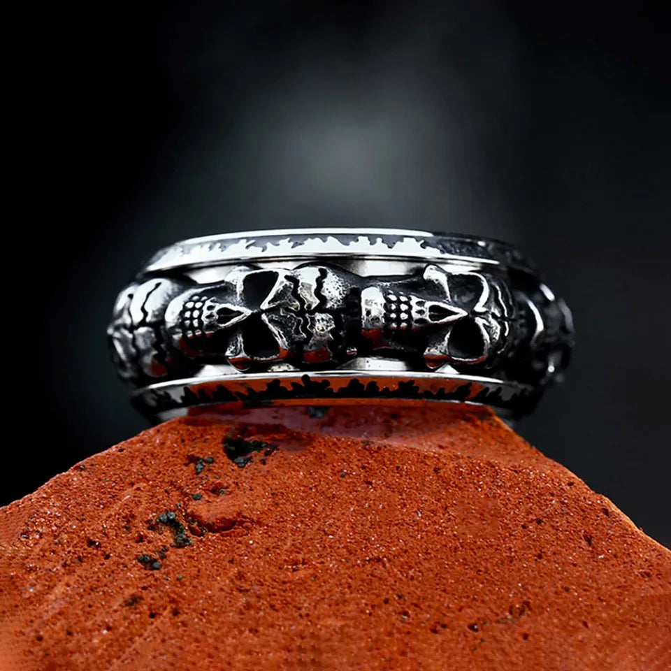 New Gothic 316L Stainless Steel Skull Ring Punk Hip Hop Fashion Skeleton Rings For Men Women Unique Biker Jewelry Halloween Gift