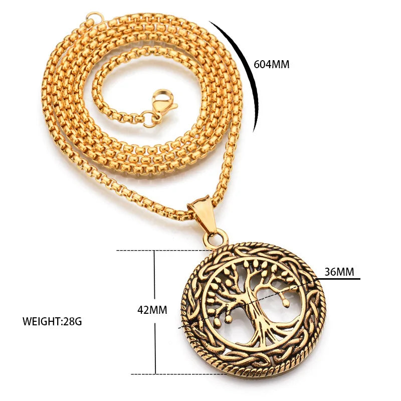 Gold Vintage Tree of Life Pendant Necklace
