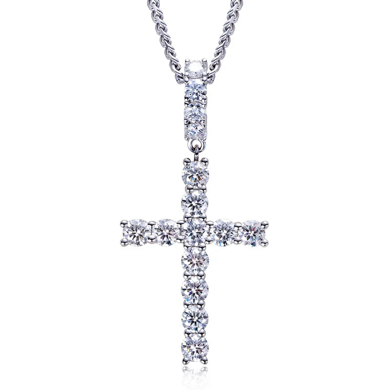 Iced Out Cross Pendant — 925 Silver