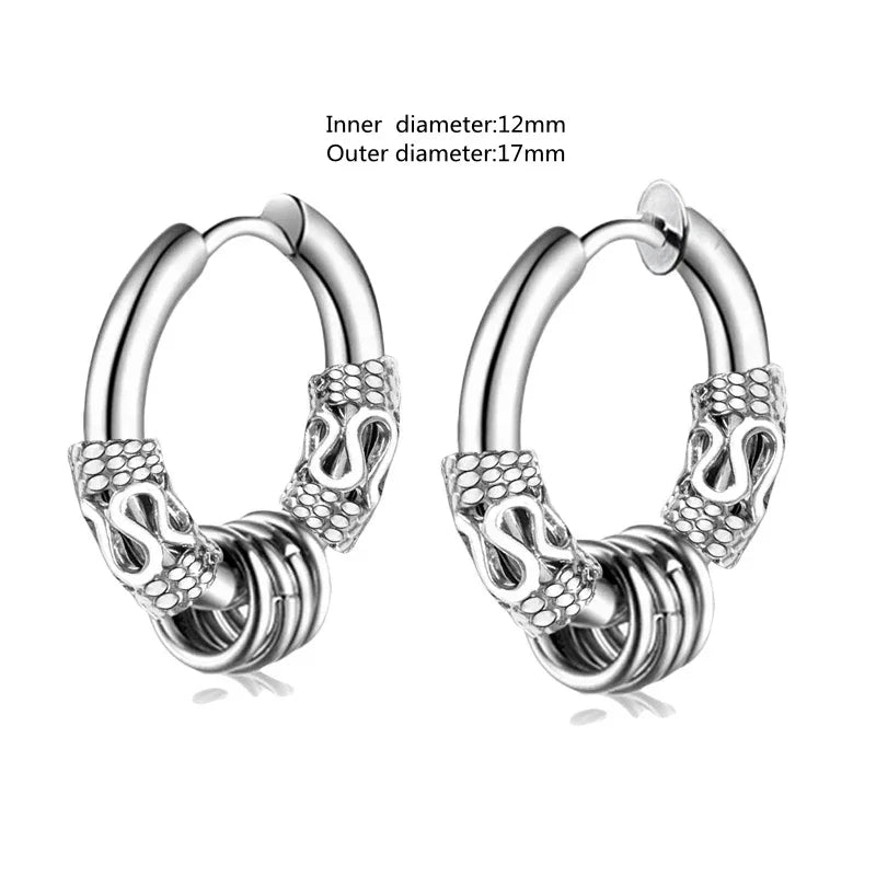 Gothic Spiked Hoop Earrings Small Textured Huggie — Two-Tone