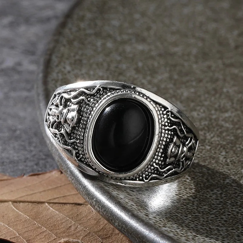 Goth Pirate Skeleton Octopus Ring for Men Women 2023 Unique Retro Black Zircon Punk Female Motorcycle Rings Party