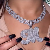 Iced Out Baguette Letter Pendant Necklace — CZ, Gold-Tone