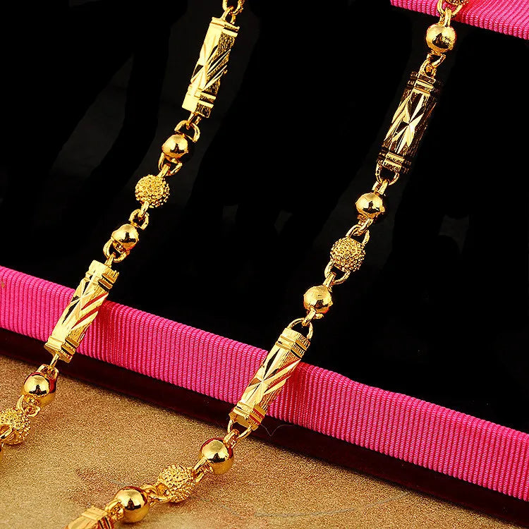 AU999 Hexagonal Column Necklace Men's 24K Gold - Shiny surface, non-deformable, value-preserving, top jewelry for men
