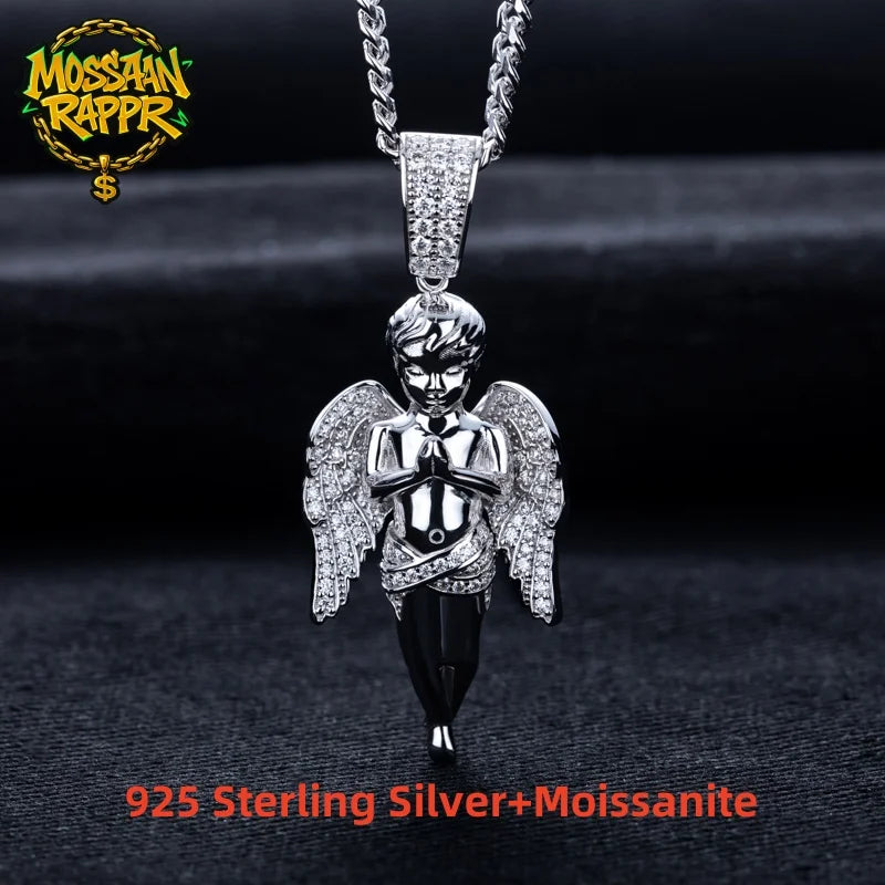 Iced Out Angel Pendant — 925 Silver