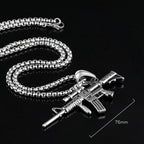Men's Machine Gun Pendant Necklace Hip Hop Punk Black Gold Color Stainless Steel Chain Retro Accessories Hippie Rapper Jewelry