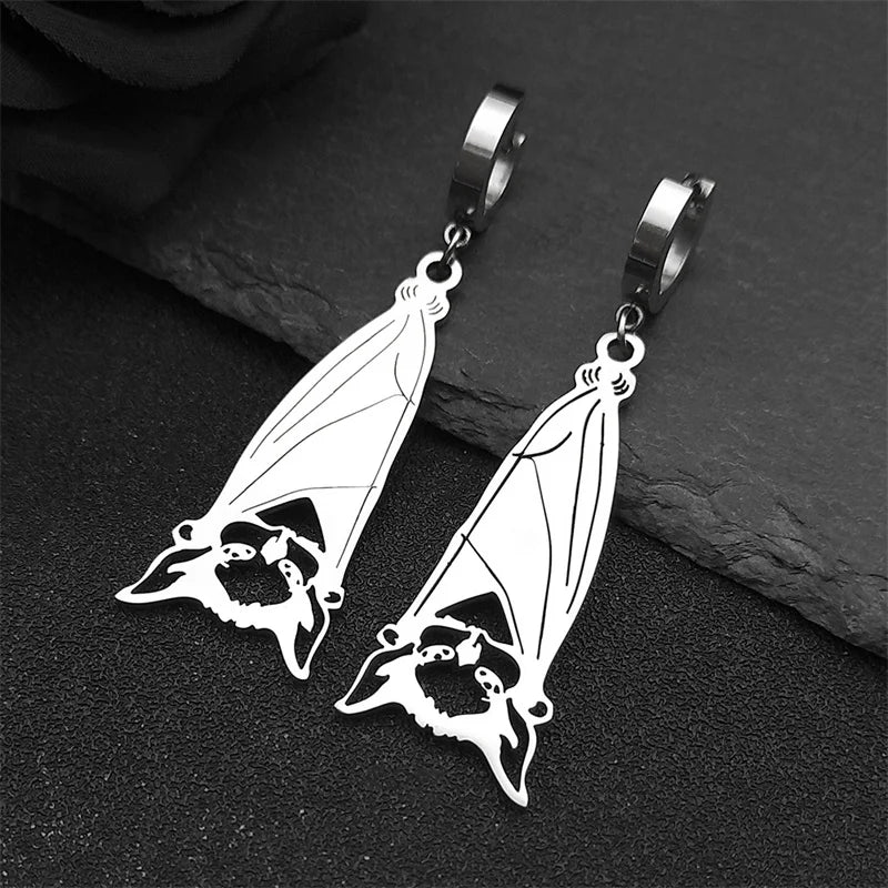Gothic Silver Pendant Dark Style Owl Long Drop